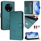 For Realme 14 Pro 5G Smile Embossing RFID Leather Phone Case(Peacock Green) - 1