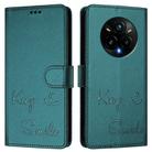 For Realme 14 Pro+ 5G Smile Embossing RFID Leather Phone Case(Peacock Green) - 2