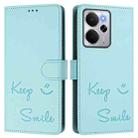 For Realme 14 5G / 14T 5G Global Smile Embossing RFID Leather Phone Case(Mint Green) - 2