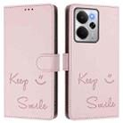 For Realme 14 5G / 14T 5G Global Smile Embossing RFID Leather Phone Case(Pink) - 2