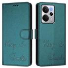 For Realme 14 5G / 14T 5G Global Smile Embossing RFID Leather Phone Case(Peacock Green) - 2