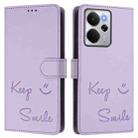 For Realme 14 5G / 14T 5G Global Smile Embossing RFID Leather Phone Case(Light Purple) - 2