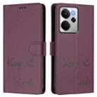 For Realme 14 5G / 14T 5G Global Smile Embossing RFID Leather Phone Case(Violet) - 2