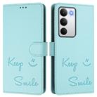 For Realme C71 4G Global Smile Embossing RFID Leather Phone Case(Mint Green) - 2