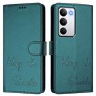 For Realme C71 4G Global Smile Embossing RFID Leather Phone Case(Peacock Green) - 2