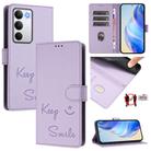 For Realme C71 4G Global Smile Embossing RFID Leather Phone Case(Light Purple) - 1