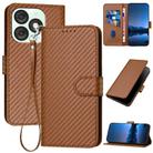 For Itel A50 YX0070 Carbon Fiber Buckle Leather Phone Case with Lanyard(Coffee) - 1