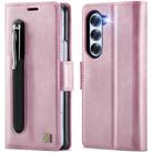 For Samsung Galaxy Z Fold6 5G AutSpace A11 Side Buckle MagSafe Magnetic RFID Phone Leather Case(Rose Gold) - 1