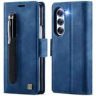 For Samsung Galaxy Z Fold5 5G AutSpace A11 Side Buckle MagSafe Magnetic RFID Phone Leather Case(Blue) - 1
