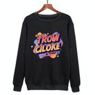 Orange Alphabet Printed Casual Loose Round Neck Sweatshirt Print On Your Demand, Size:L(Black) - 1