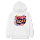 Orange Alphabet Printed Fleece Hooded Sweatshirt Print On Your Demand, Size:S(White) - 1