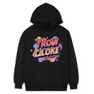 Orange Alphabet Printed Fleece Hooded Sweatshirt Print On Your Demand, Size:L(Black) - 1