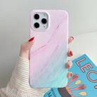 For iPhone 12 Pro Max Marble Pattern Soft TPU Protective Case(Pink Green Gradient) - 1