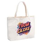 Orange Alphabet Printed Canvas Handbag Digital Print On Your Demand, Size:35x45x15cm(Beige) - 1