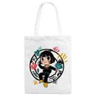 Girl Printed Canvas Handbag Digital Print On Your Demand, Size:35x30cm(White) - 1
