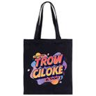 Orange Alphabet Printed Canvas Handbag Digital Print On Your Demand, Size:35x30cm(Black) - 1