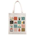 Grid Printed Canvas Handbag Digital Print On Your Demand, Size:40x35cm(Beige) - 1