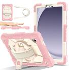 For Samsung Galaxy Tab A9 Contrast Color Robot Silicone Hybrid PC Tablet Case(Rose Gold Beige) - 1