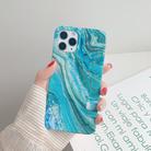 For iPhone 12 / 12 Pro Marble Pattern Soft TPU Protective Case(Shining Green) - 1