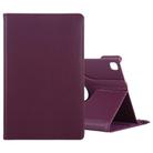 For Samsung Galaxy Tab A7 T500 Litchi Texture Horizontal Flip 360 Degrees Rotation Leather Case with Holder(Purple) - 1