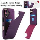 For iPhone 16 Tri-fold Holder Leather Phone Case with Card Slot(Dark Purple) - 3