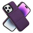 For iPhone 15 Pro Max Tri-fold Holder Leather Phone Case with Card Slot(Dark Purple) - 2