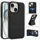 For iPhone 15 Plus Tri-fold Holder Leather Phone Case with Card Slot(Black) - 1
