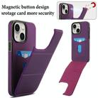 For iPhone 15 Plus Tri-fold Holder Leather Phone Case with Card Slot(Dark Purple) - 3