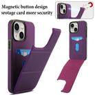 For iPhone 14 Tri-fold Holder Leather Phone Case with Card Slot(Dark Purple) - 3
