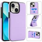For iPhone 14 Tri-fold Holder Leather Phone Case with Card Slot(Light Purple) - 1