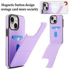 For iPhone 14 Tri-fold Holder Leather Phone Case with Card Slot(Light Purple) - 3