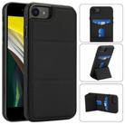For iPhone SE 2022 / SE 2020 / 7 / 8 Tri-fold Holder Leather Phone Case with Card Slot(Black) - 1