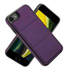 For iPhone SE 2022 / SE 2020 / 7 / 8 Tri-fold Holder Leather Phone Case with Card Slot(Dark Purple) - 2