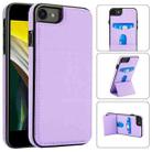 For iPhone SE 2022 / SE 2020 / 7 / 8 Tri-fold Holder Leather Phone Case with Card Slot(Light Purple) - 1