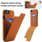 For iPhone SE 2022 / SE 2020 / 7 / 8 Tri-fold Holder Leather Phone Case with Card Slot(Brown) - 3