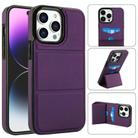 For iPhone 13 Pro Max Tri-fold Holder Leather Phone Case with Card Slot(Dark Purple) - 1