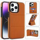 For iPhone 13 Pro Max Tri-fold Holder Leather Phone Case with Card Slot(Brown) - 1