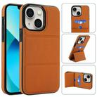 For iPhone 13 mini Tri-fold Holder Leather Phone Case with Card Slot(Brown) - 1
