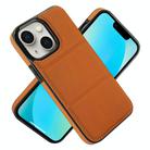 For iPhone 13 mini Tri-fold Holder Leather Phone Case with Card Slot(Brown) - 2