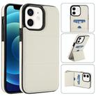 For iPhone 12 mini Tri-fold Holder Leather Phone Case with Card Slot(White) - 1