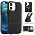 For iPhone 12 mini Tri-fold Holder Leather Phone Case with Card Slot(Black) - 1