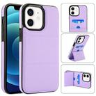 For iPhone 12 mini Tri-fold Holder Leather Phone Case with Card Slot(Light Purple) - 1