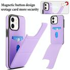 For iPhone 12 mini Tri-fold Holder Leather Phone Case with Card Slot(Light Purple) - 3