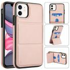 For iPhone 11 Tri-fold Holder Leather Phone Case with Card Slot(Rose Gold) - 1