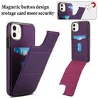 For iPhone 11 Tri-fold Holder Leather Phone Case with Card Slot(Dark Purple) - 3