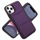 For iPhone 11 Pro Max Tri-fold Holder Leather Phone Case with Card Slot(Dark Purple) - 2