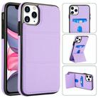 For iPhone 11 Pro Max Tri-fold Holder Leather Phone Case with Card Slot(Light Purple) - 1