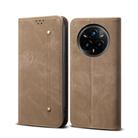 For Realme 14 Pro+ Global Denim Texture Casual Style Horizontal Flip Leather Case(Khaki) - 1