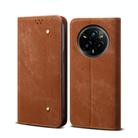 For Realme 14 Pro+ Global Denim Texture Casual Style Horizontal Flip Leather Case(Brown) - 1