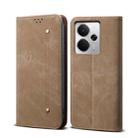 For Realme 14 5G Global Denim Texture Casual Style Horizontal Flip Leather Case(Khaki) - 1